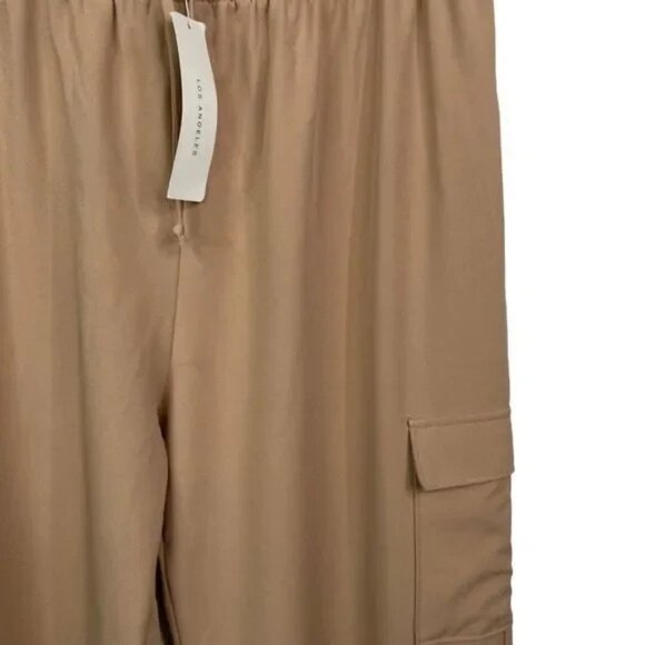 NWT TIMING WOMEN'S HIGH RISE TAN STRETCH CARGO JOGGER PANTS LARGE - Picture 4 of 5